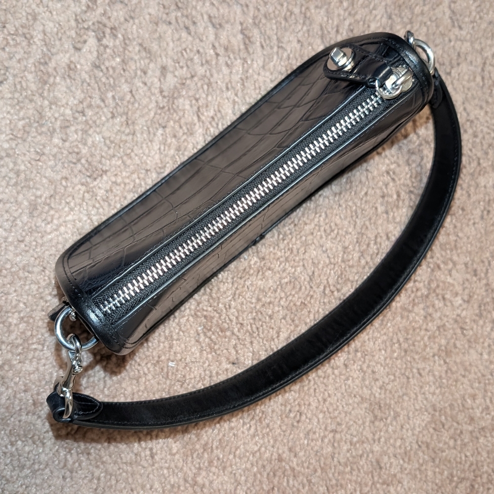 Black Croc-Embossed Coach Swinger 20 Shoulder Bag - Picture 5 of 11